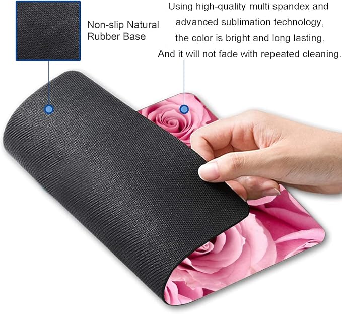 IMAYONDIA Pink Rose Mouse Pad, Waterproof Non-Slip Rubber Base Mouse Pad - Image 2