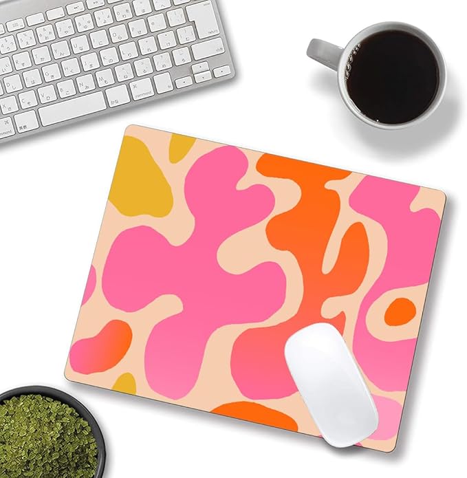 Mouse Pad, Modern Abstract Mousepad, Cute Pink Mouse Mat Waterproof Non-Slip - Image 4