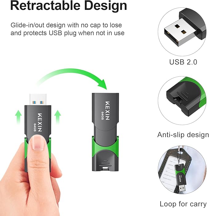 KEXIN Flash Drive 64GB Thumb Drive 5 Pack 64 GB USB Flash Drive USB 2.0 Memory - Image 3