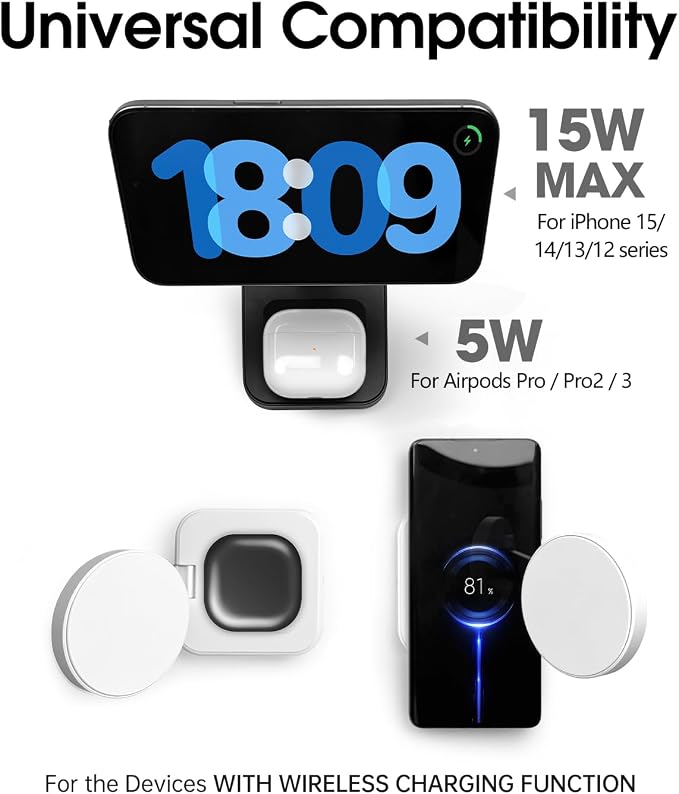 Wireless Charging Station for Magsafe Charger, Portable Wireless Charger for - Image 3