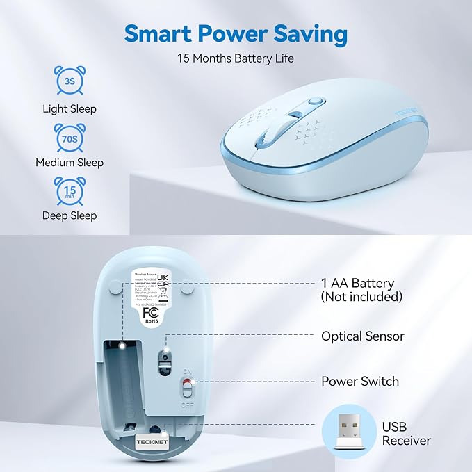 TECKNET Wireless Mouse, 2.4G Quiet Computer Mouse - Image 6