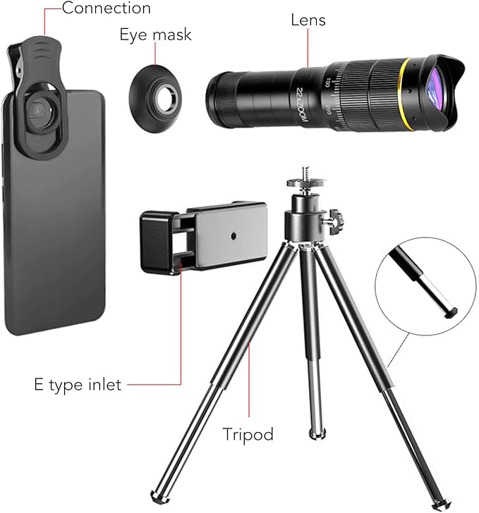 Portable 32X Phone Camera Lens HD Zoom Lens Clip On, Double Adjustment Eyepiece - Image 4