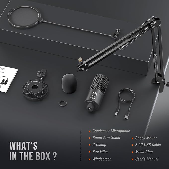 FIFINE Studio Condenser USB Microphone Computer PC Microphone Kit - Image 9