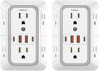 2 Pack Outlet Extender Surge Protector, 6 Outlet Splitter by JcBlaon