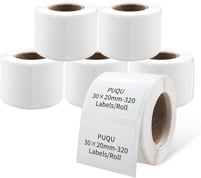 PUQU 30x20mm Direct Thermal Sticker Labels, Self-Adhesive All-Purpose Label by PUQU