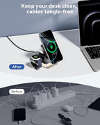 KPON for iPhone Nightstand Charging Station, 15W 3 in 1 Wireless Phone Charger - Image 5