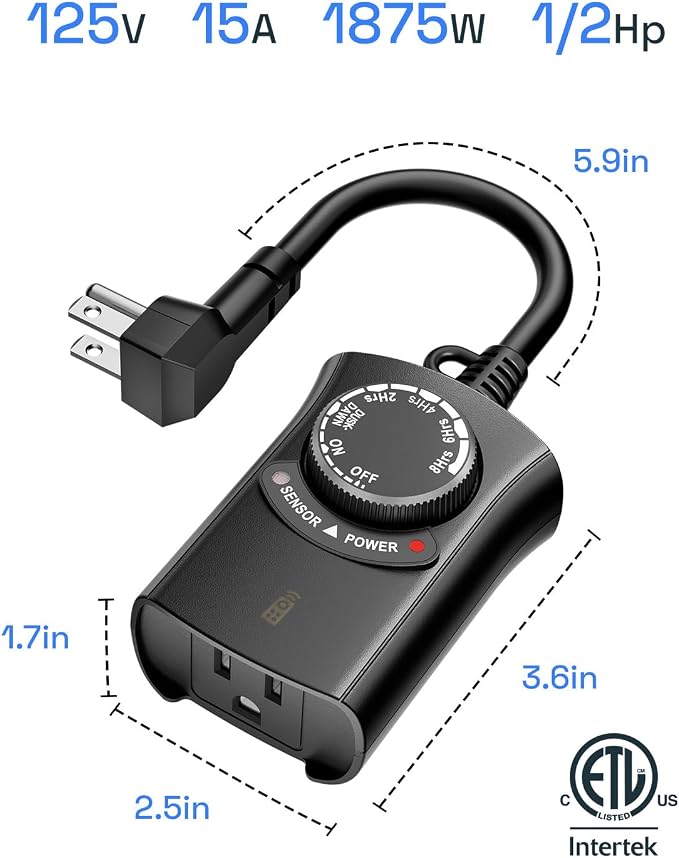 HBN Outdoor Light Timer with Remote Control, Waterproof Light Sensor Timer - Image 7