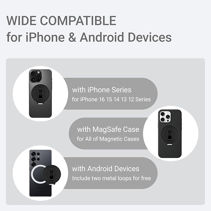 Grat 3 Upgraded Magnetic Phone Grip Stand, 360° Rotatable Silicone Strap Phone - Image 8