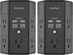 One Beat Surge Protector Wall Outlet Extender, 2 Pack 5 Outlets & 4 USB Ports by OneBeat