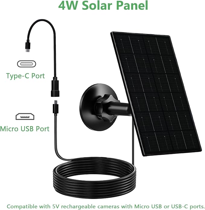Zivif 4W Solar Panel for Security Camera, Solar Panel Charger - Image 2
