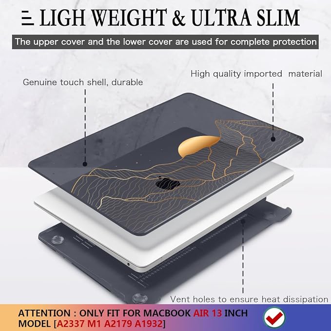 CISSOOK Compatible with MacBook Air 13 Inch M1 Case 2022 2021-2018 Release - Image 4