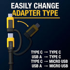 DEWALT Heavy Duty 4-in-1 Cable, Type C/Micro USB/USB Cable - Image 2