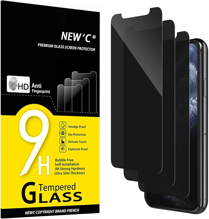 NEW'C 3 Pack Privacy for iPhone 11 Pro, iPhone X, iPhone XS Screen Protector by NEWC