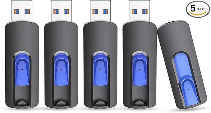 JUANWE 32GB Flash Drive 3.0 USB 5 Pack Thumb Drive Retractable Slide Memory by JUANWE