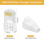 MECCANIXITY 30pcs Cat6 RJ45 Pass Through Connectors, RJ45 Connector 8P8C Gold - Image 2