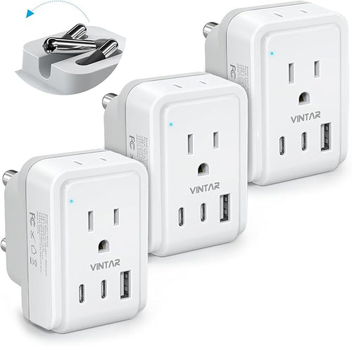 3 Pack South Africa Travel Plug Adapter, VINTAR Foldable Type M Adapter by VINTAR