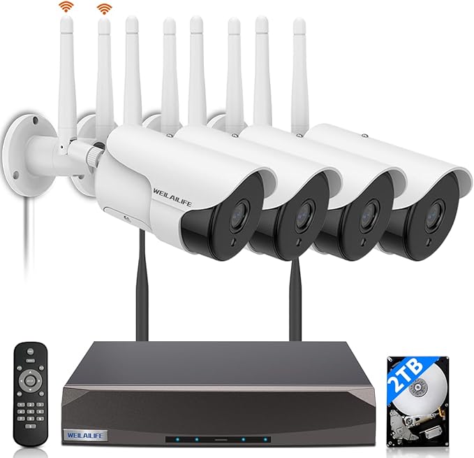 WEILAILIFE 【Dual Antenna Enhanced】 5MP Outdoor Wireless Security Camera System by WEILAILIFE