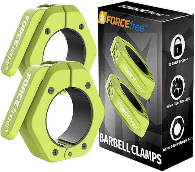 Barbell Clips, Barbell Clamps, Quick Release Olympic Barbell Clamps by Forcefree