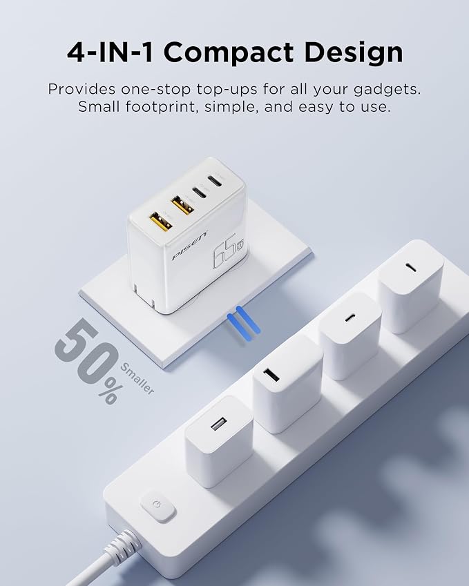 PISEN 65W USB C Fast Charger - 4FT USB-C Cable - Image 4