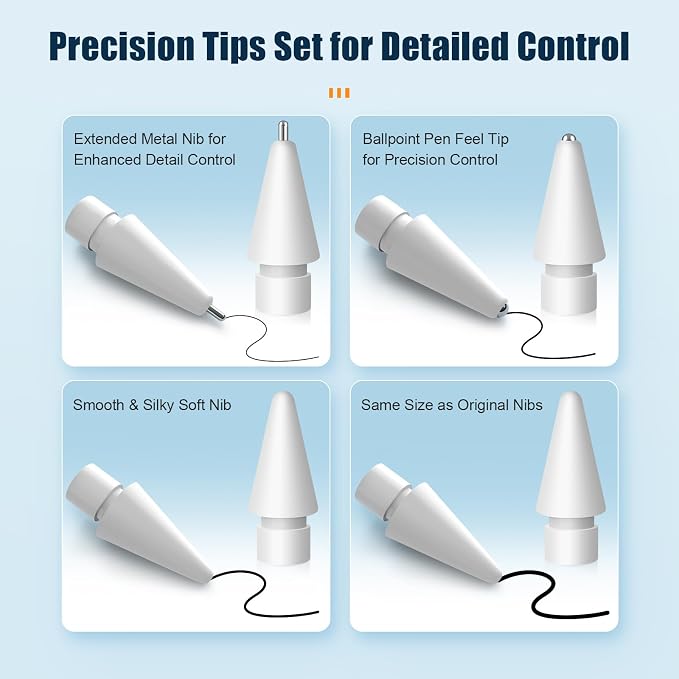 Upgraded Replacement Tips for Apple Pencil Pro/1st Gen/2nd Gen/USB-C, Metal Pen - Image 7