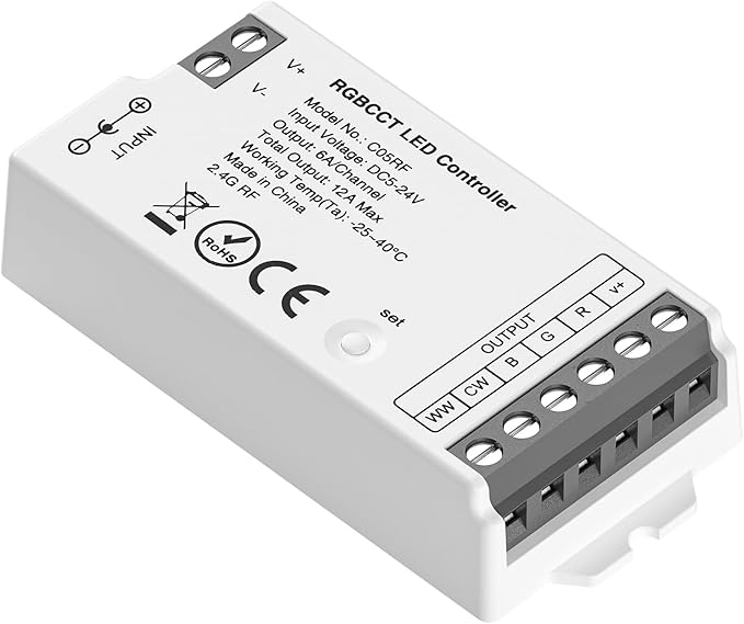 BTF-LIGHTING C05RF Tuya Controller Support PWM 5050SMD FCOB COB RGBCCT 6pin LED by BTF-LIGHTING