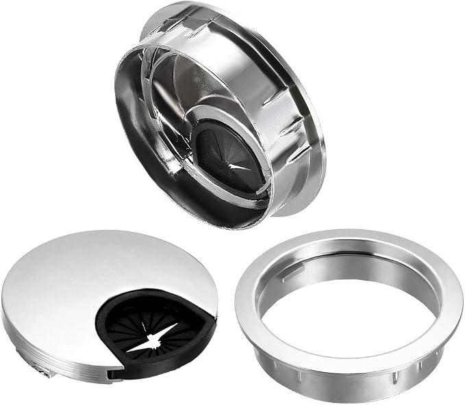uxcell Cable Hole Cover, 2Inch/50mm Zinc Alloy Desk Wire Cord Cable Grommets - Image 3