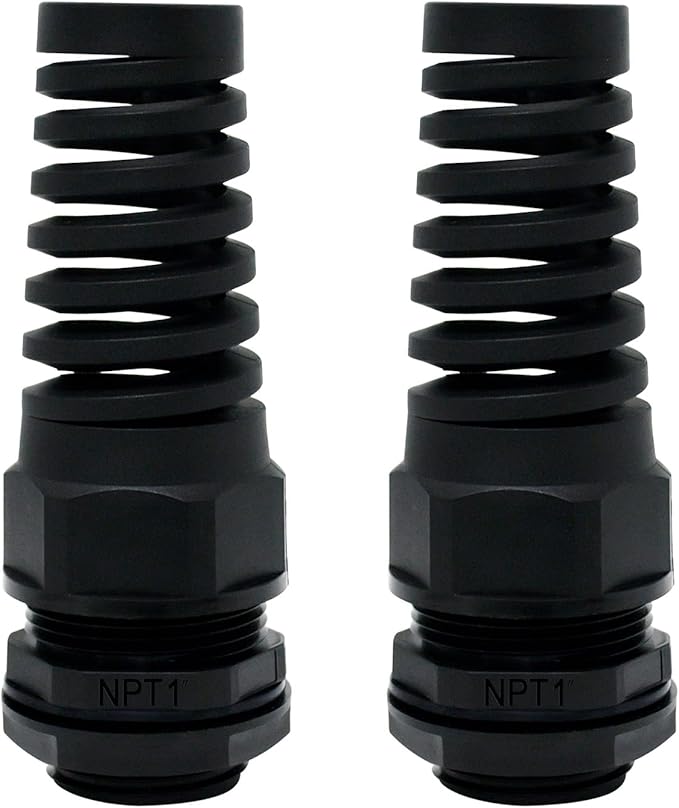 LeMotech 2Pcs NPT 1" IP68 Waterproof Cable Gland Flex Spiral Strain Relief by LeMotech