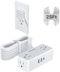 Flat Plug Extension Cord 25 ft, TESSAN Surge Protector Power Strip by TESSAN