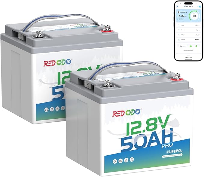 Redodo Smart Bluetooth 12V 50Ah LiFePO4 Lithium Battery by PrimeDayRedodoSaveup55
