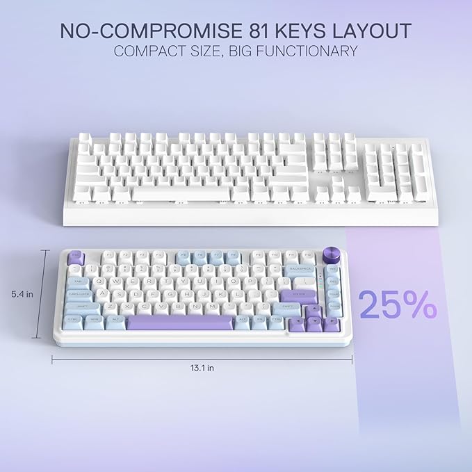 Redragon K673 MAX 75% Wireless Gasket RGB Gaming Keyboard, 3-Modes 81 Keys PBT - Image 3