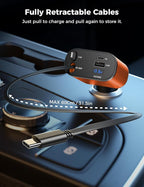 【Upgraded】 SUPERONE Retractable Car Charger 4 in 1, Fast Car Phone Charger - Image 2