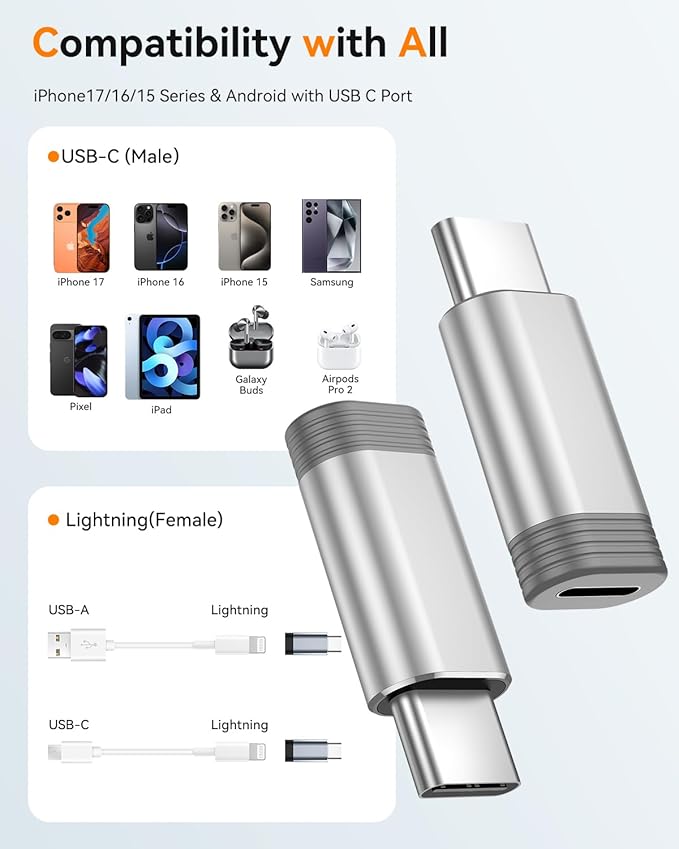 Temdan 4 Pack Lightning to USB C Adapter - Image 2