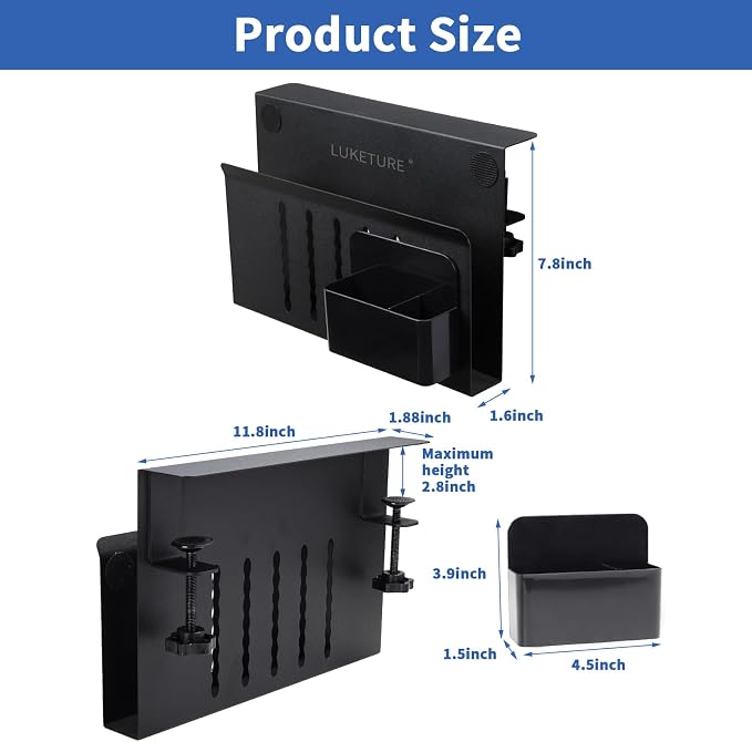 LUKETURE Laptop Holder, Steel Desk Side Storage, No Drill Standing Desk - Image 2