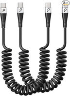 USB C to C Charger Cable, Coiled USB-C Cable by PRAKIE