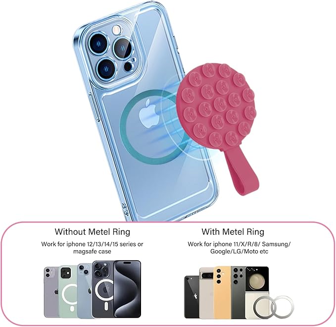 Magnetic Suction Cup Phone Mount, Suction Phone Case Grip Stand Holder - Image 6