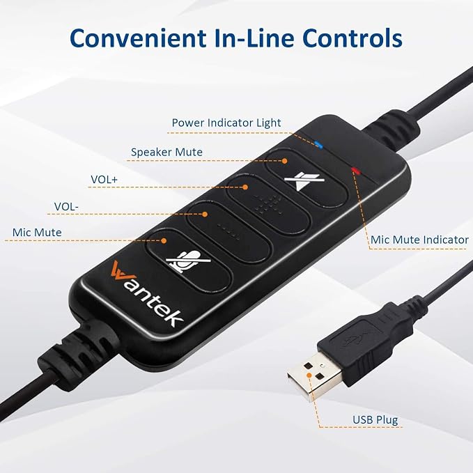 USB Headset with Microphone Noise Cancelling & Audio Controls, Computer - Image 5
