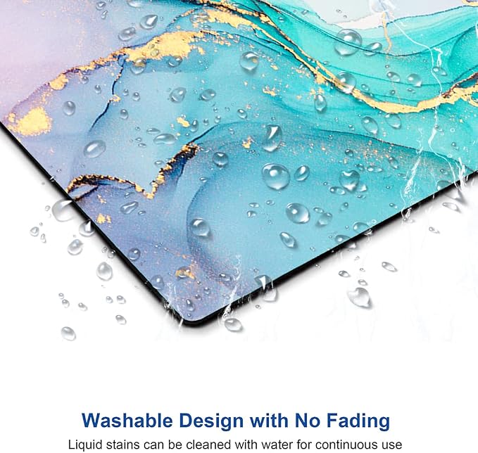 Mouse Pad, Cyan Blue Marble Mouse Pad, Washable Square Cloth Mousepad - Image 5