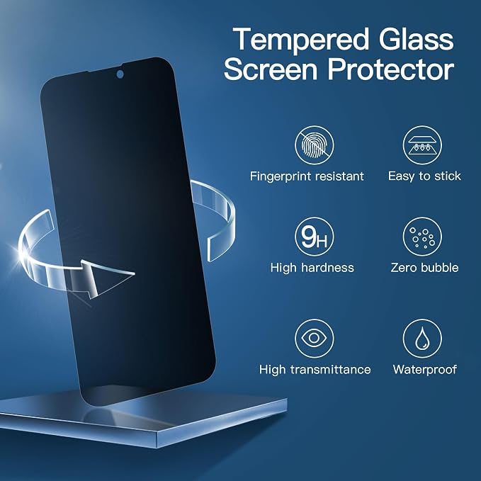 NEW'C 3 Pack Privacy for iPhone 14 Pro Max Screen Protector, Enhanced 28-Degree - Image 4