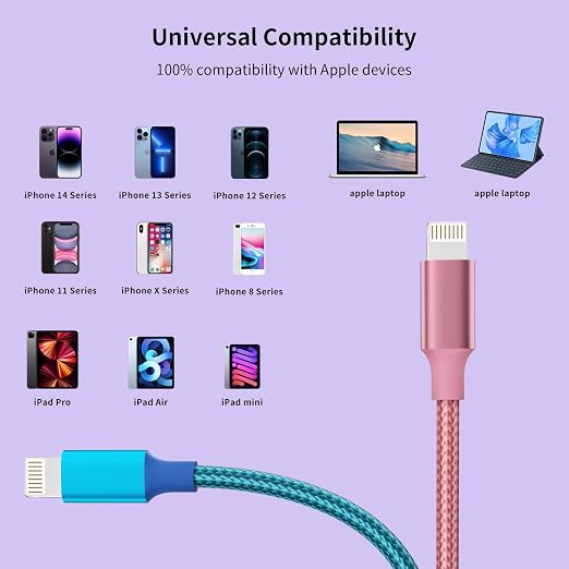 iPhone Charger, Charging Cable 4 Pack MFi Certified Nylon Braided USB to iPhone - Image 6