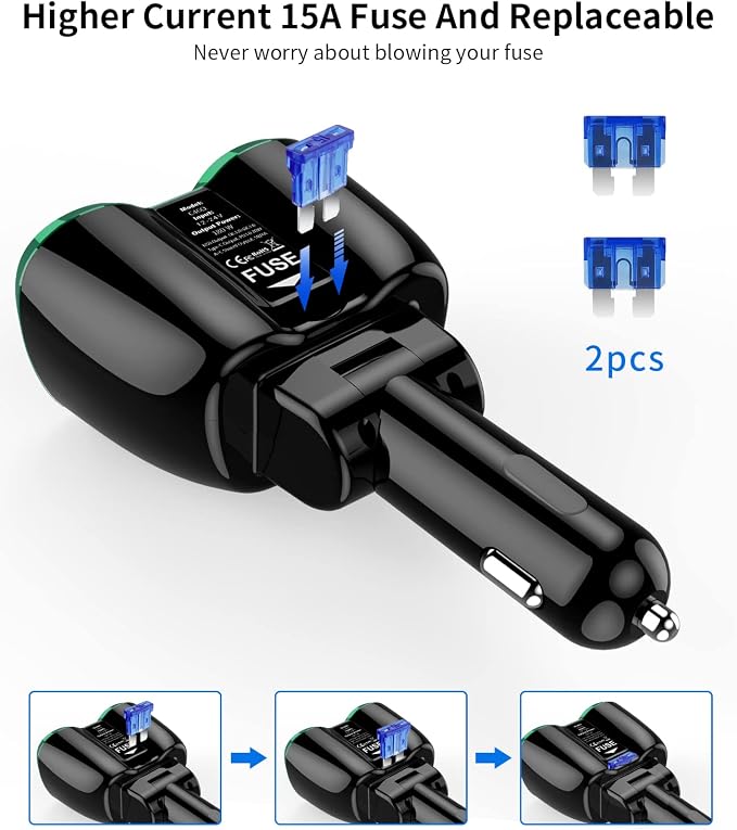 Cigarette Lighter Splitter, SUPERONE 180W 2-Socket Cigarette Lighter Adapter - Image 6