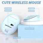 Wireless Keyboard and Mice Combo, Retro Round Keys Full-Sized Cute Keyboard - Image 4