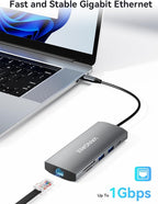 USB C Hub with Dual 4K@60Hz Displayports, 2 USB-A & 2 USBC 3.2 10Gbps Ports - Image 6