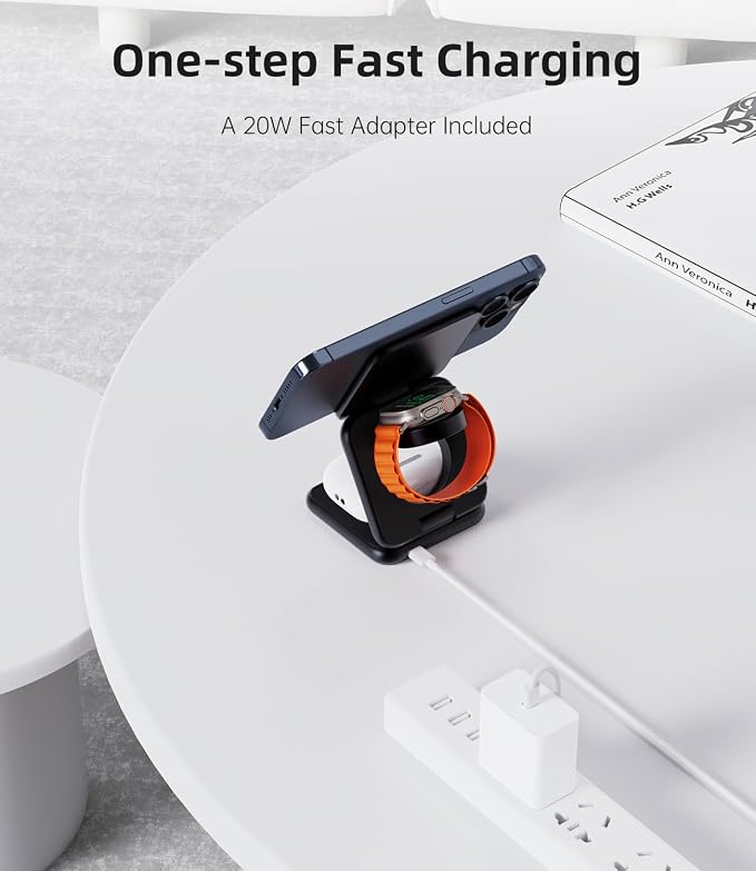 Foldable Magnetic Wireless Charger, KU XIU X40 Aluminum Alloy 3 in 1 Charging - Image 6