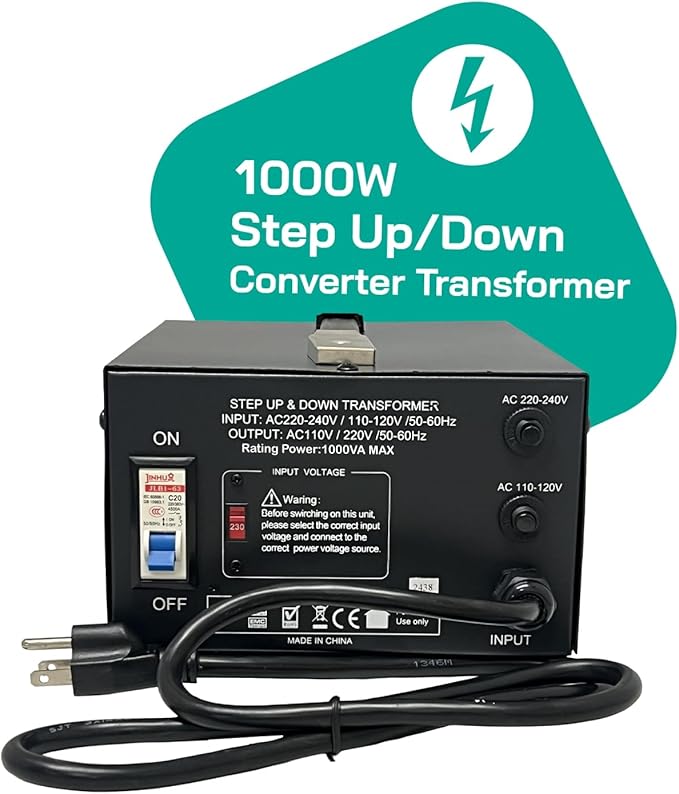 LiteFuze LT Series 1000 Watt Voltage Converter Transformer Step Up/Down - 110v - Image 4