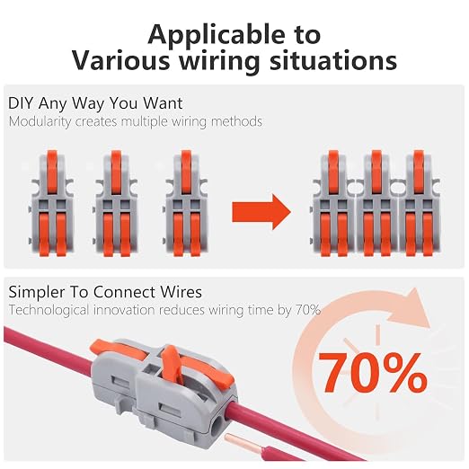 20Pcs Lever Wire Connectors, 1 in 2 Out DIY Mini Splicing Compact Splitter - Image 2