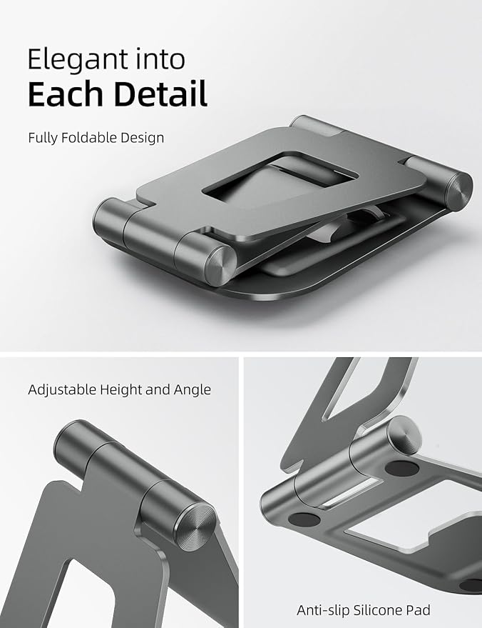Nulaxy Aluminum Dual Foldable iPad Stand, Fully Adjustable Desktop Tablet Holder - Image 4