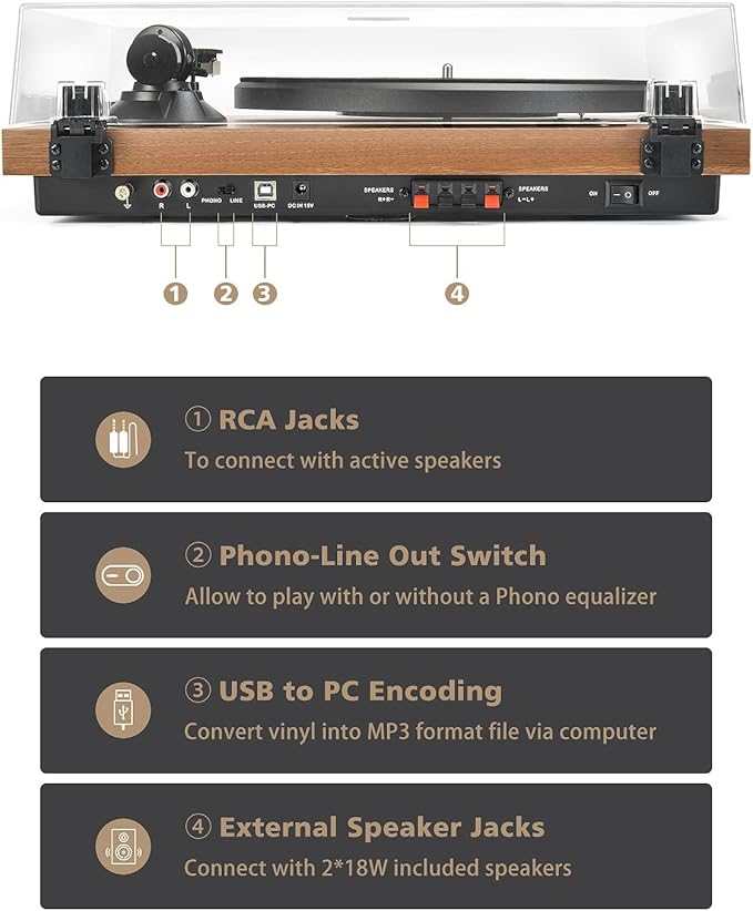 Record Player Vinyl Bluetooth Turntable - Image 4