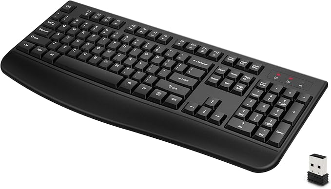 Wireless Keyboard, 2.4G Full-Sized Ergonomic Wireless Computer Keyboard by QUASIO