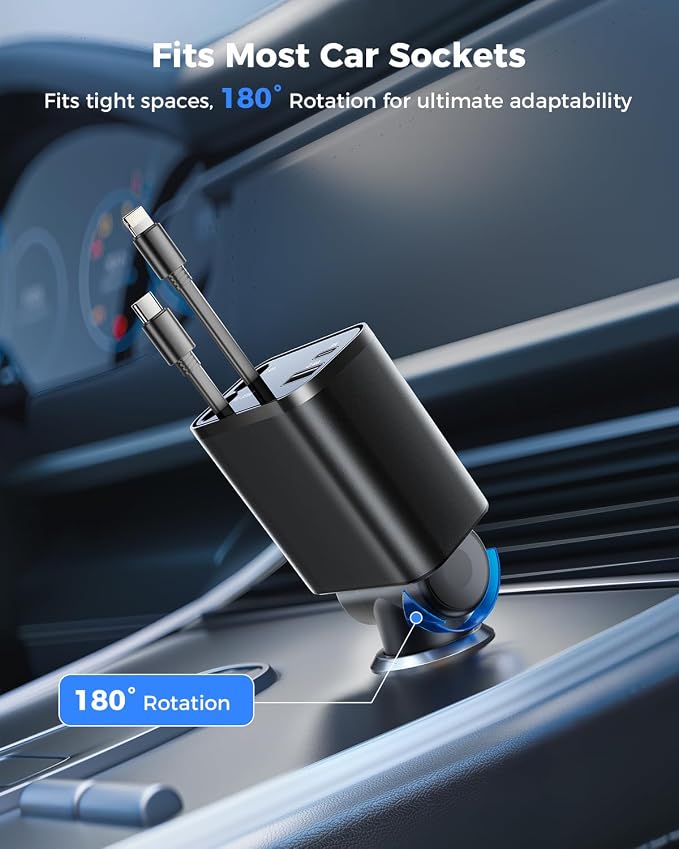 Retractable Car Charger, SUPERONE 69W Car Phone Charger - Image 8