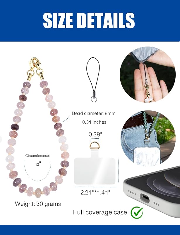 Handmade Natural Purple Gradient Gemstone Crystal Beaded Charm Cell Phone - Image 5